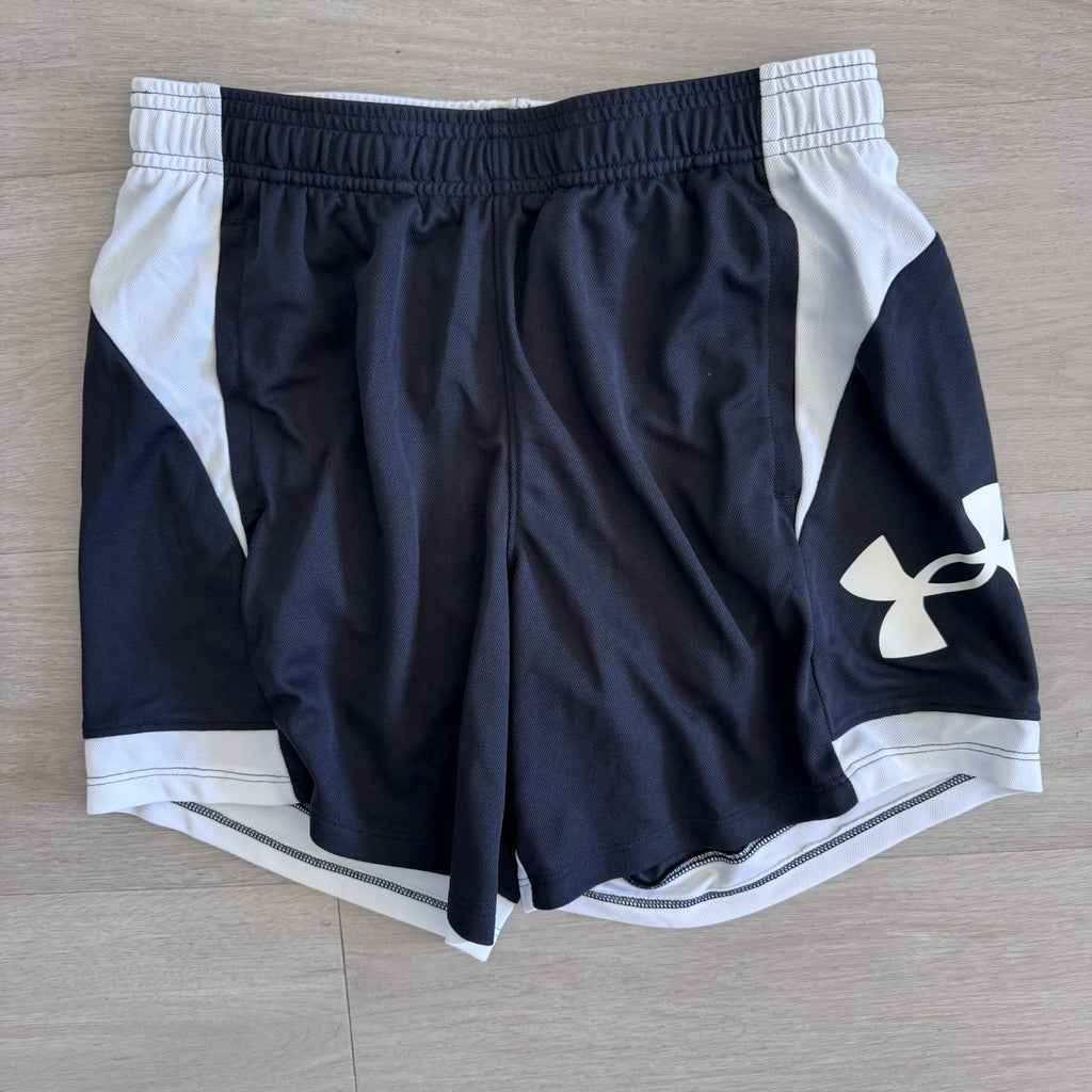 Under Armour Men’s Athletic Shorts SM/PCH Navy White Loose Fit Mesh