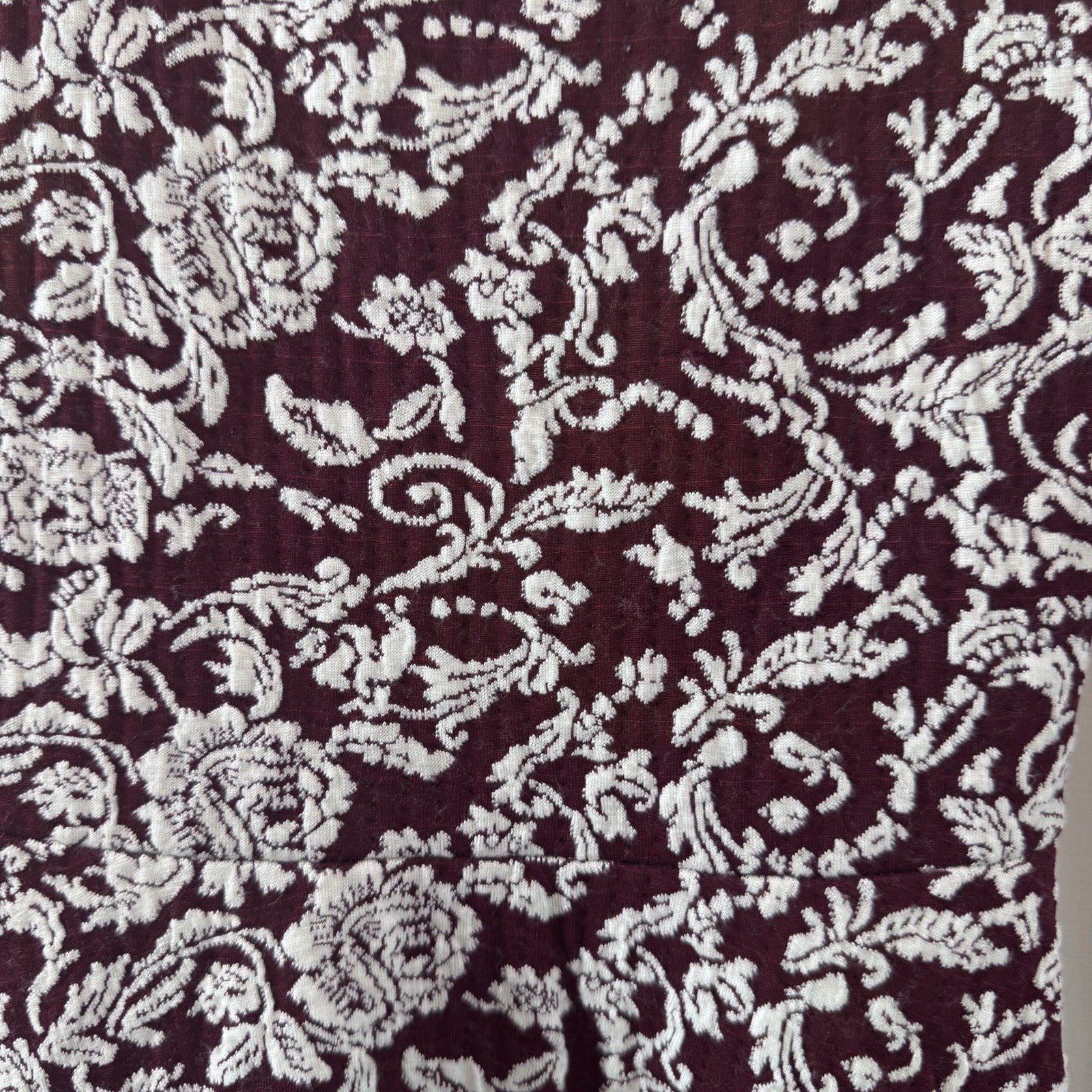 Altar’d State Burgundy Floral Cutout Back Dress Long Sleeve Small