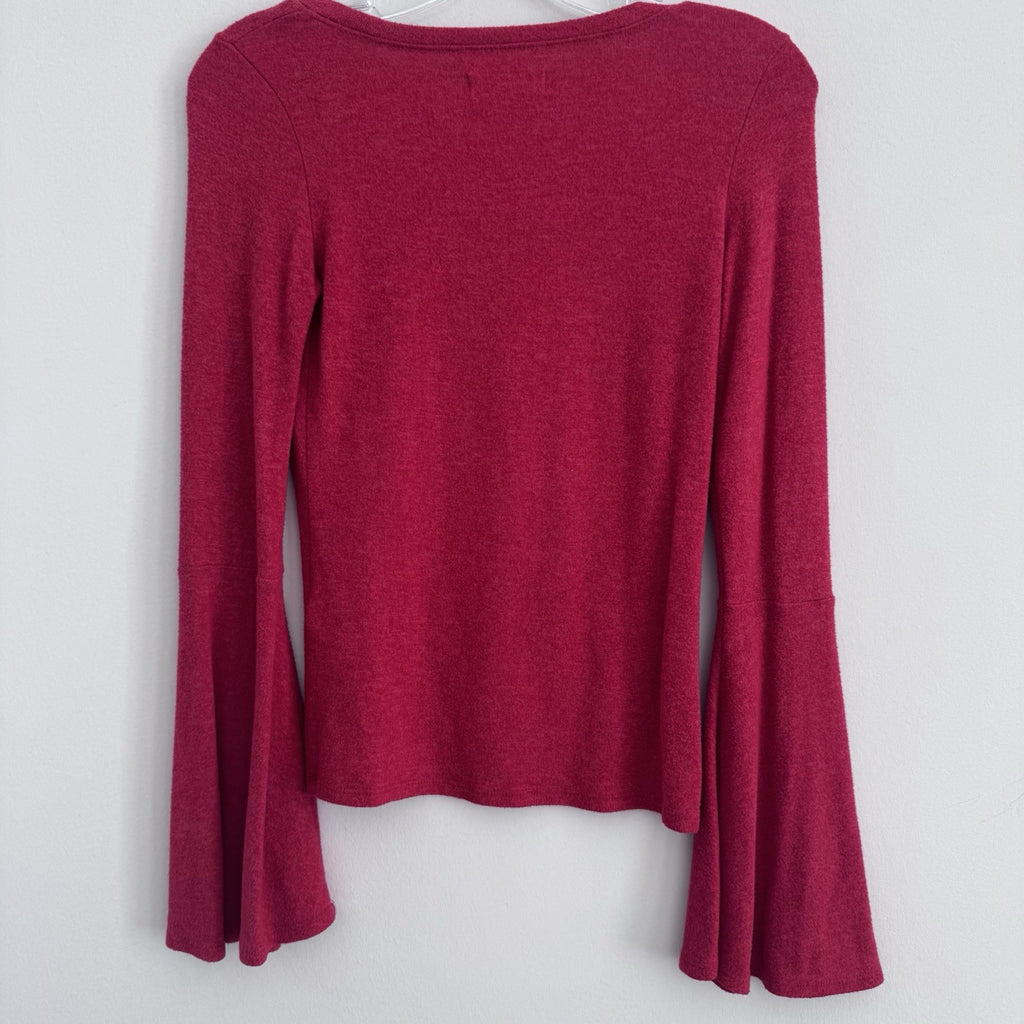 Hollister Bell Sleeve Sweater Top Women S Red Scoop Neck Soft Y2K