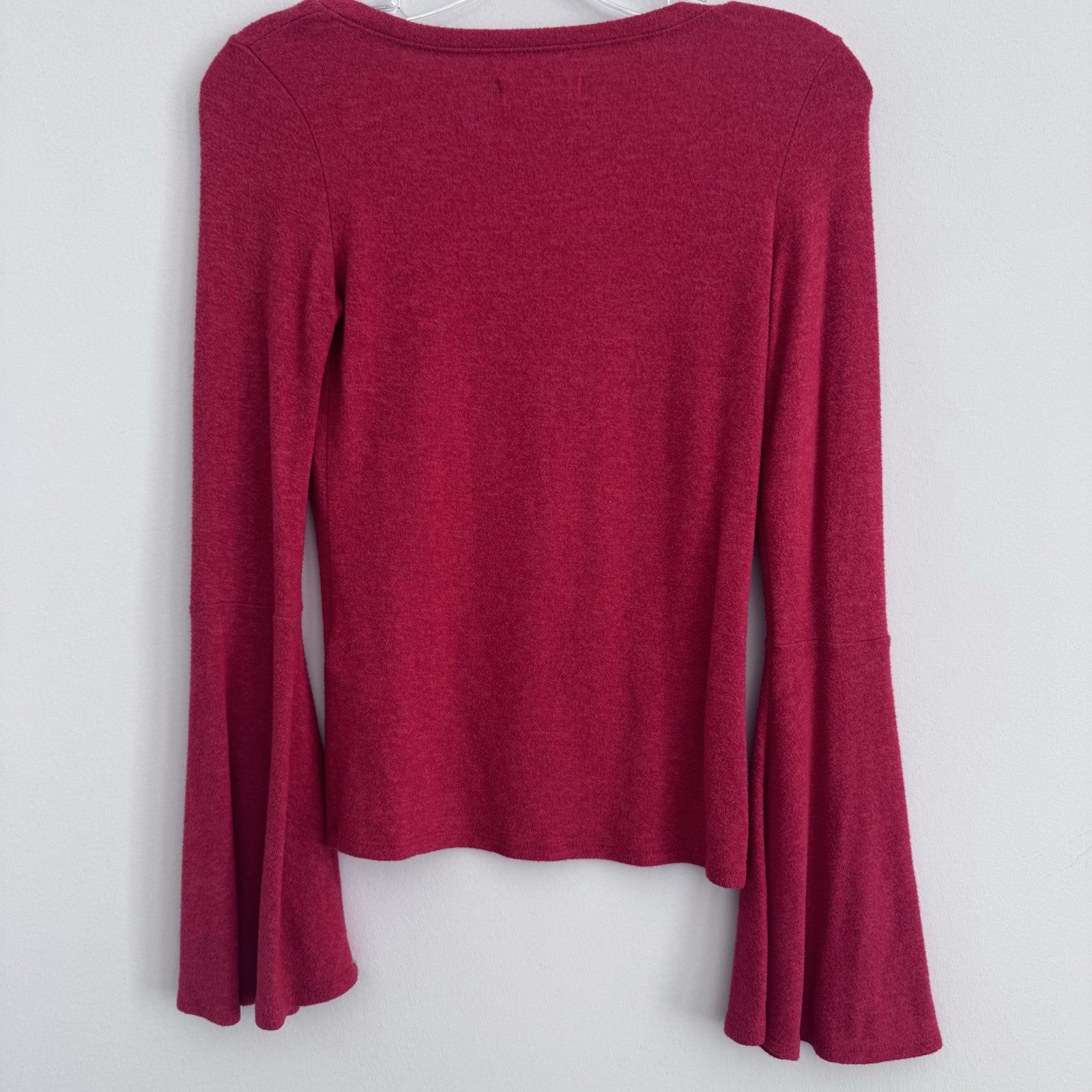 Hollister Bell Sleeve Sweater Top Women S Red Scoop Neck Soft Y2K