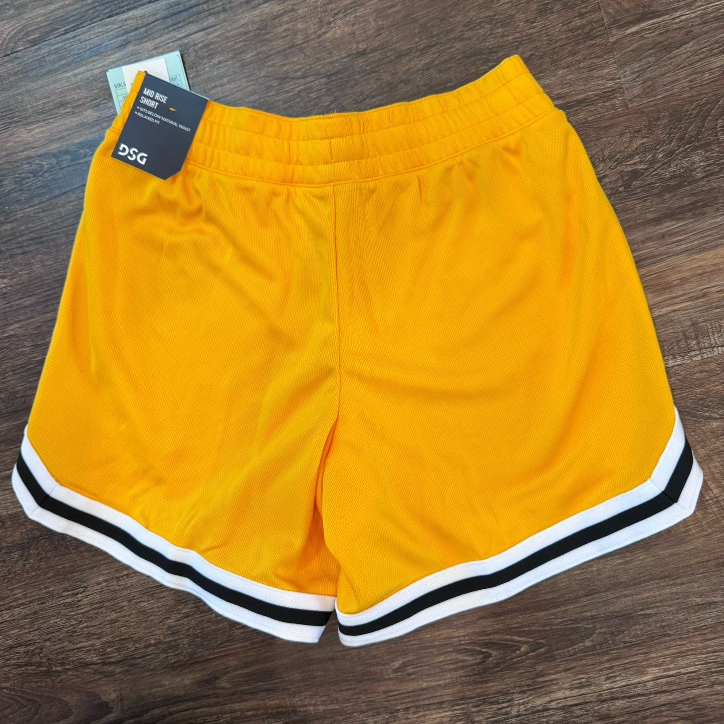 DSG Girls Mesh Shorts Size S Gold Black University Gold NWT Mid Rise MSRP $20
