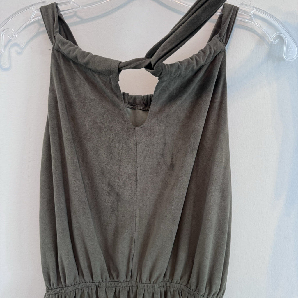 Altar’d State Olive Green Romper M Lace Trim Open Back Boho Festival