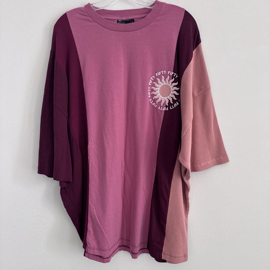 ASOS DESIGN 2XL Pink Colorblock Oversized Sun Graphic T Shirt Cotton