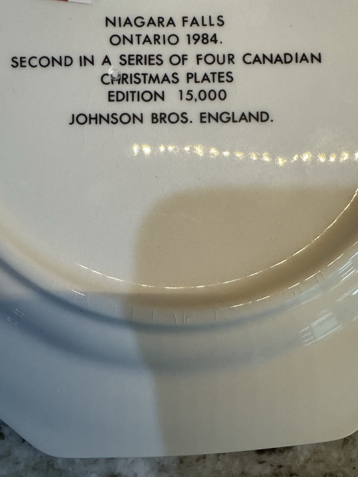 Johnson Bros. England Niagara Falls Ontario 1984 2nd in Series Christmas Plate