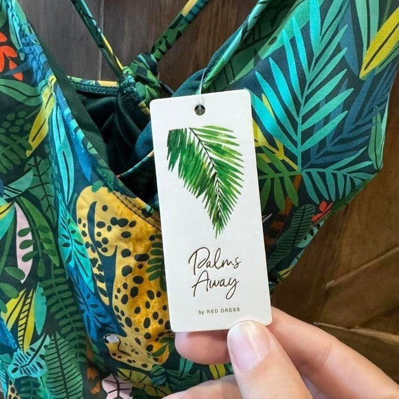 ISLAND OASIS GREEN MULTI PRINT ONE PIECE SWIMSUIT XS