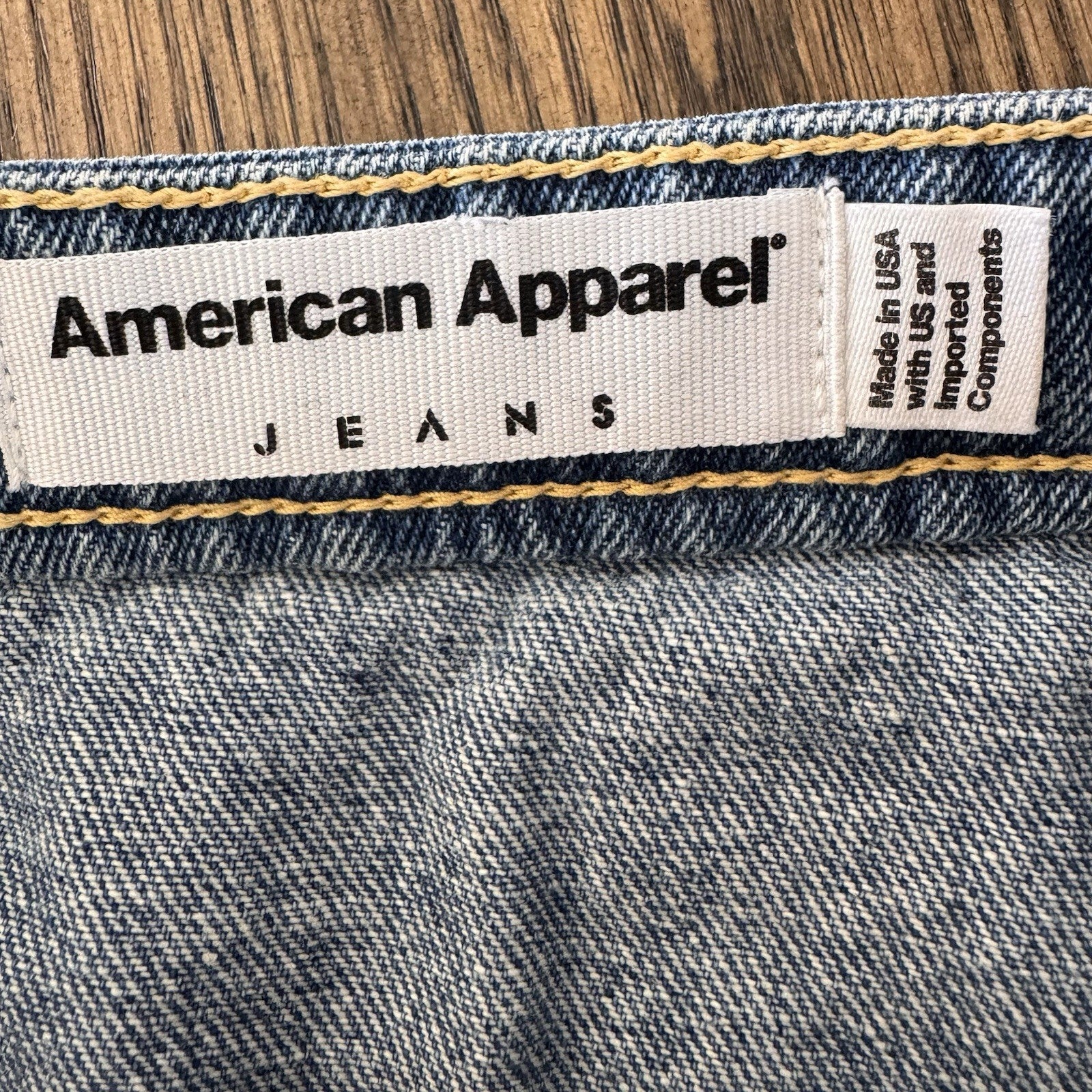 American Apparel Denim Mini Skirt Button Front Medium Stone Wash Indigo Blue M