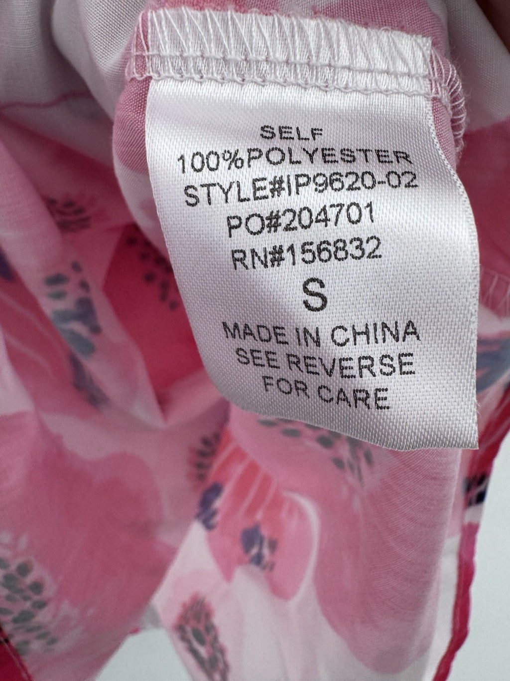BiBi Pink Floral Blouse Small Smocked Ruffle Sleeve Button Front Top