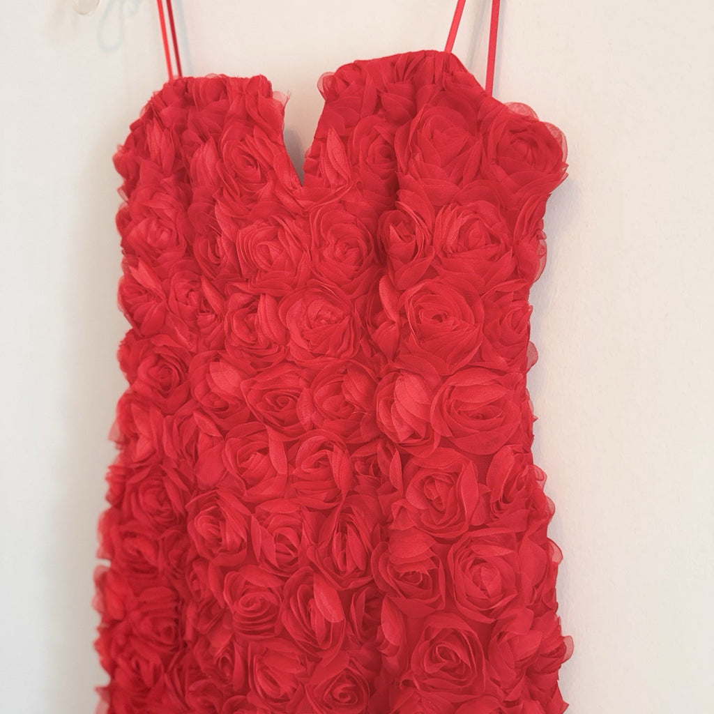 DO+BE Red 3D Rosette Floral Mini Dress Size Large NWT Cocktail Party boutique