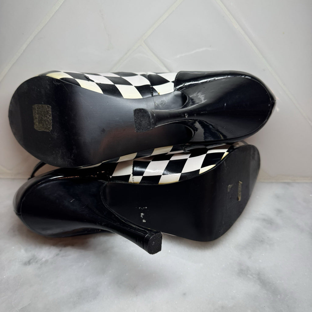 Funtasma Pleaser Harlequin Checkerboard Lace-Up Heels Women’s 9-9.5 Goth