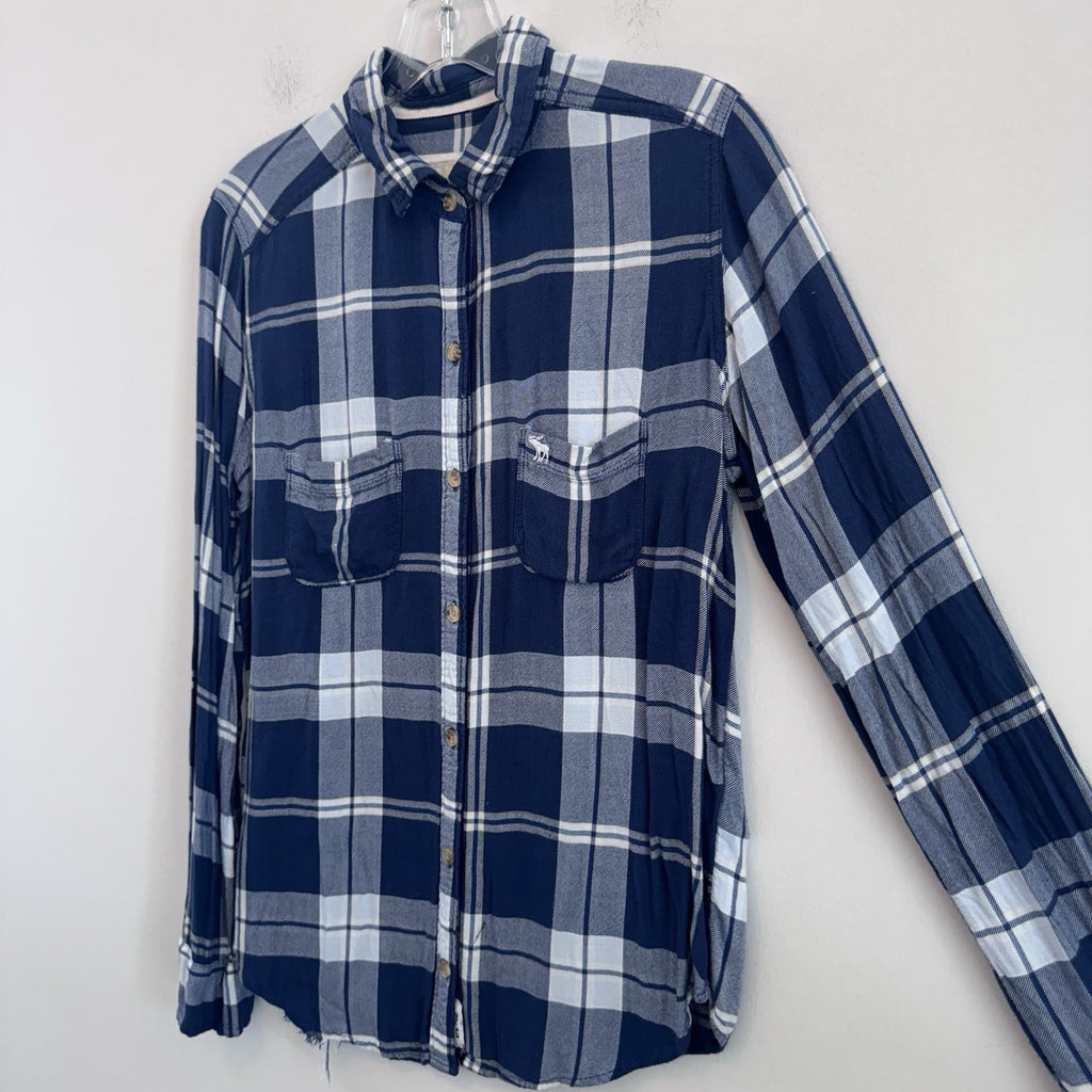 Abercrombie & Fitch Plaid Button Up Shirt Women S Blue Flannel Top