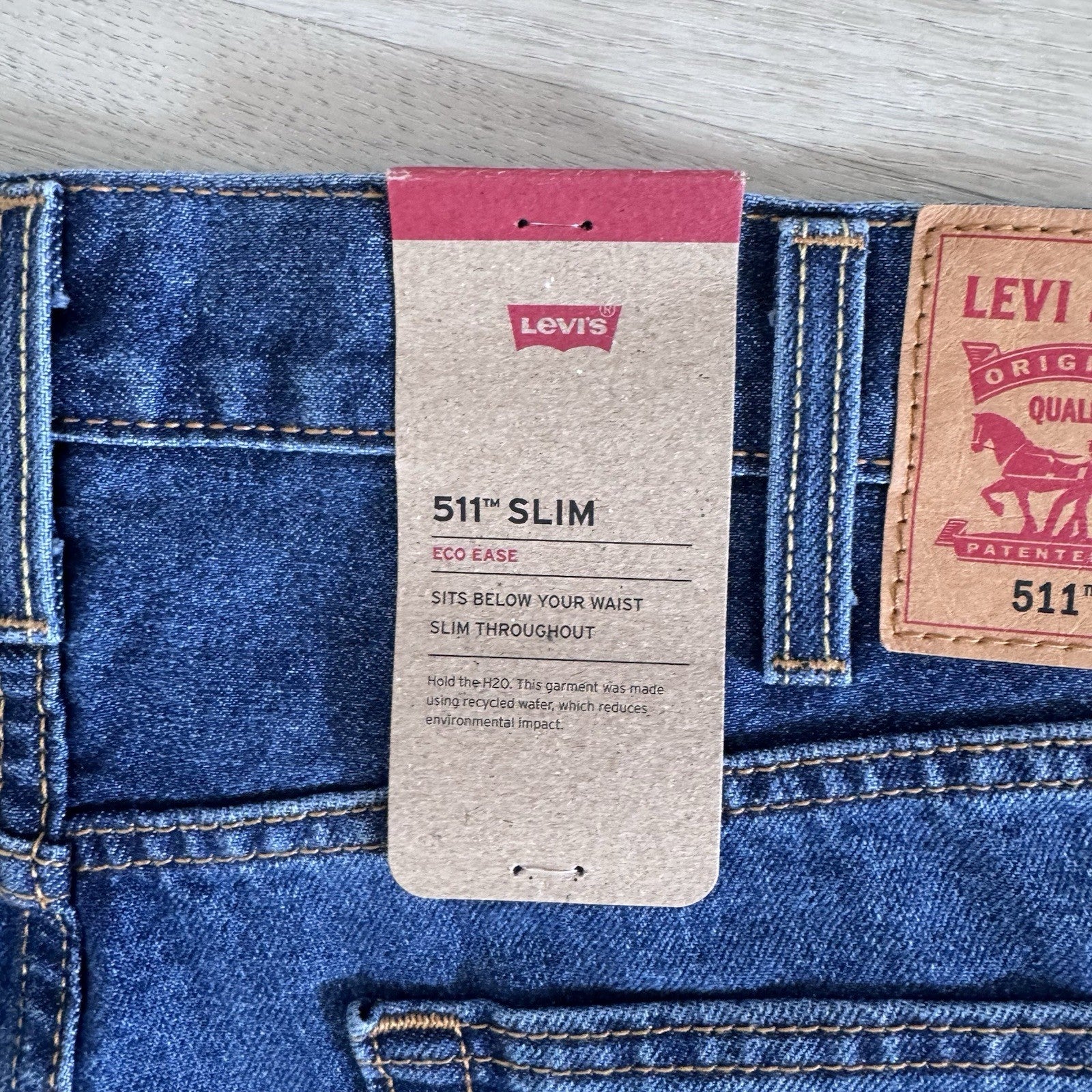 Levis 511 Slim Jeans 38x30 Eco Ease Blue Denim NWT