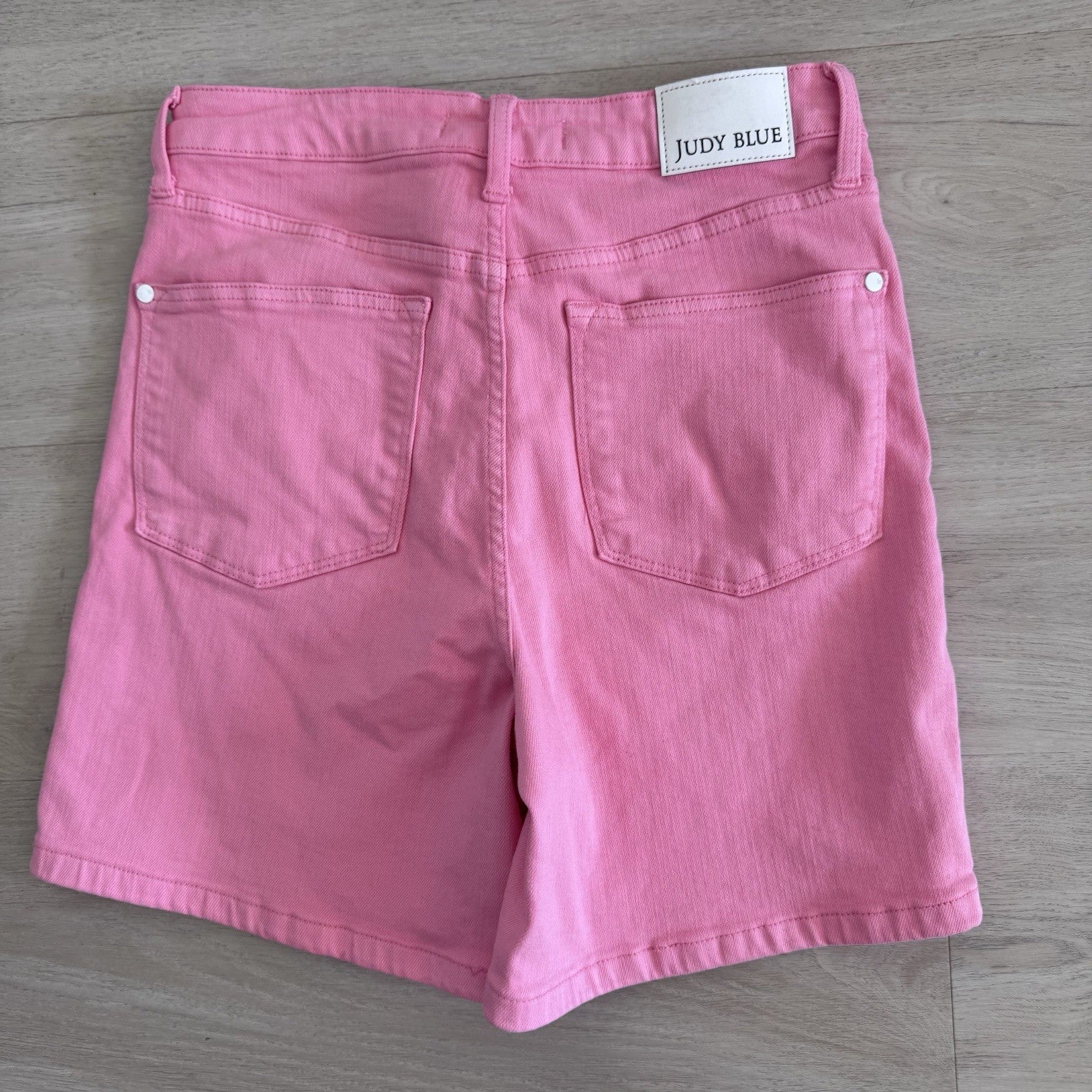 Judy Blue Pink Denim Shorts L Garment Dyed Stretch