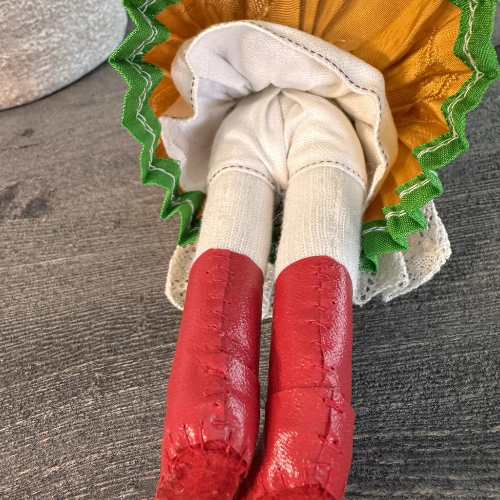 Vintage Eastern European Folk Doll 7" Cloth Costume Red Boots Polish Hungarian