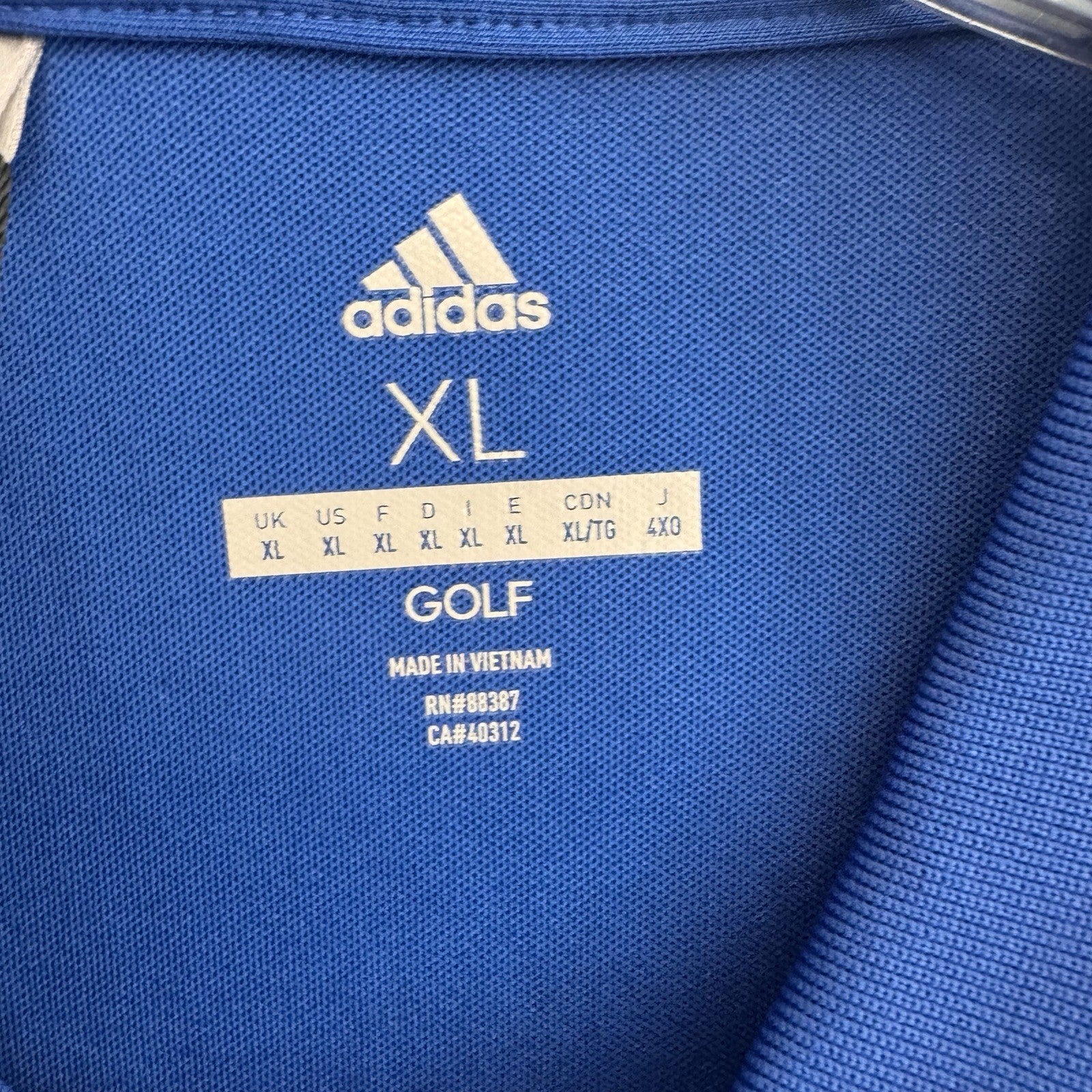 Adidas Golf Men’s XL Blue Grey Goose Vodka UPF 50+ Short Sleeve Polo Shirt