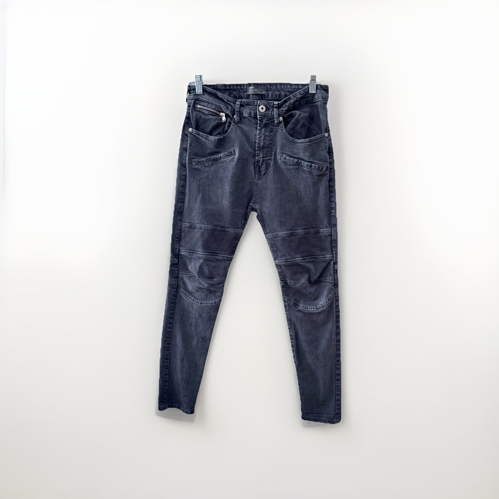 Zara Man Moto Jeans Size 38 (US 30) – Biker Slim Fit Distressed Gray Denim