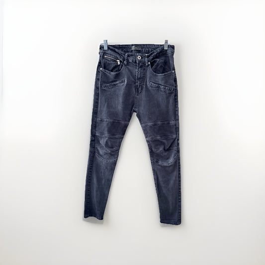 Zara Man Moto Jeans Size 38 (US 30) – Biker Slim Fit Distressed Gray Denim