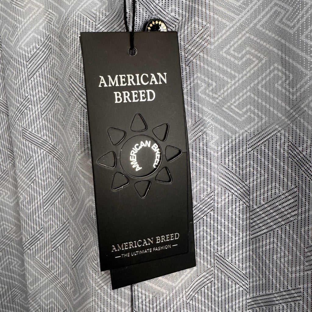 American Breed Smart Shirt Mens Medium Silver Metallic Geometric ss NWT
