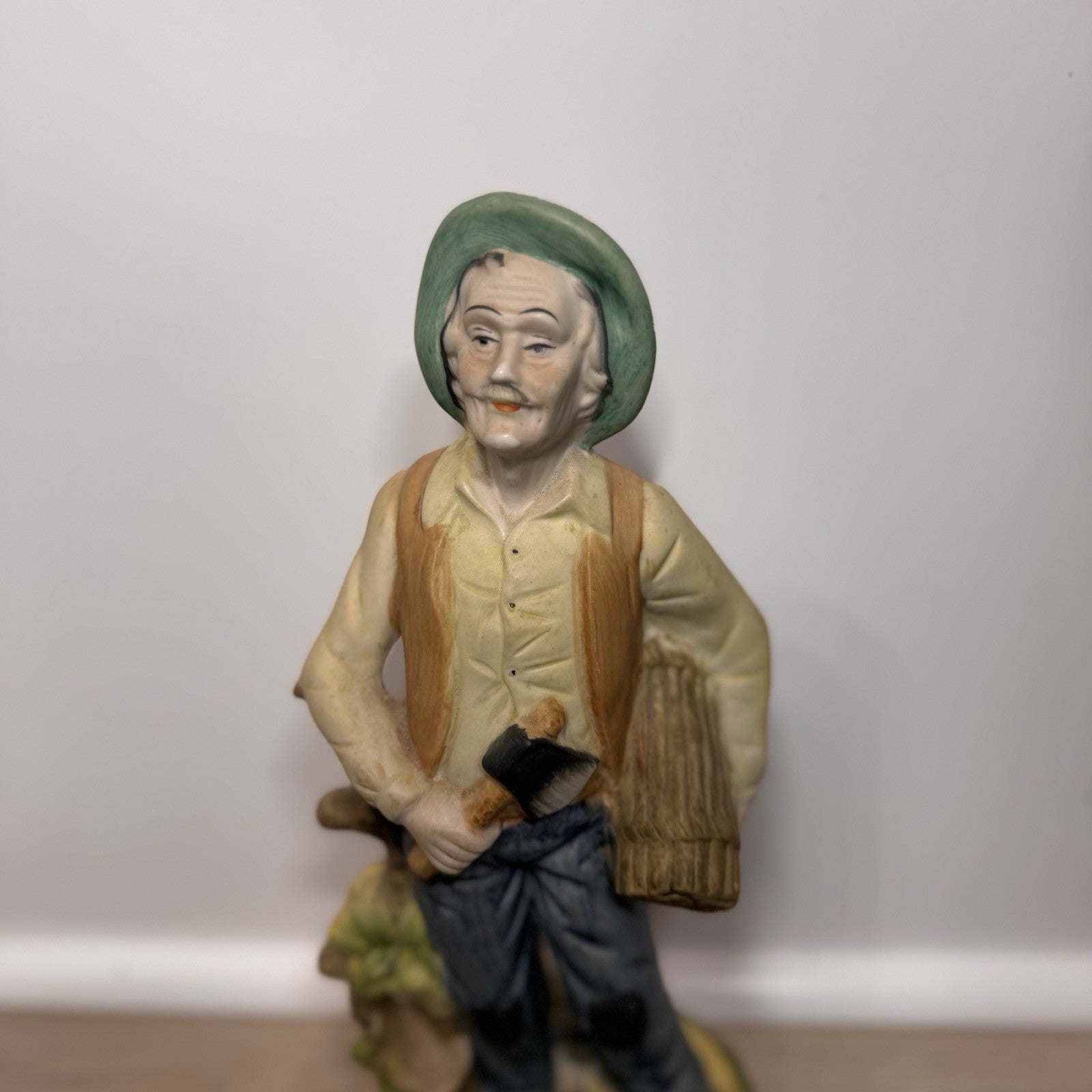 Vintage UCGC Old Couple Figurine Lot Porcelain Farmer & Wife Rustic Harvest 12"