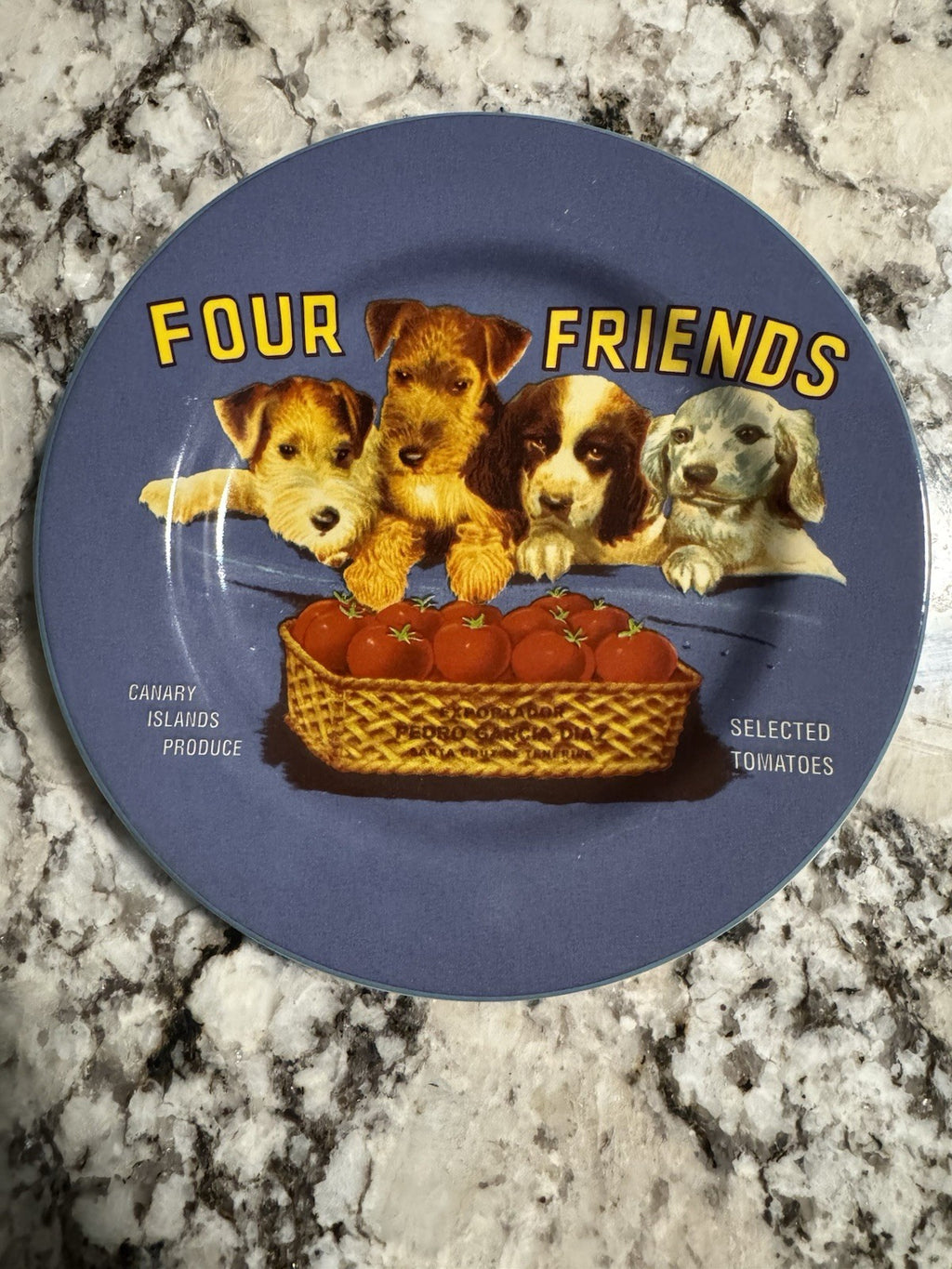 Sakura for Oneida Vintage Labels Dessert Plate Four Friends 8.25" Puppy dogs
