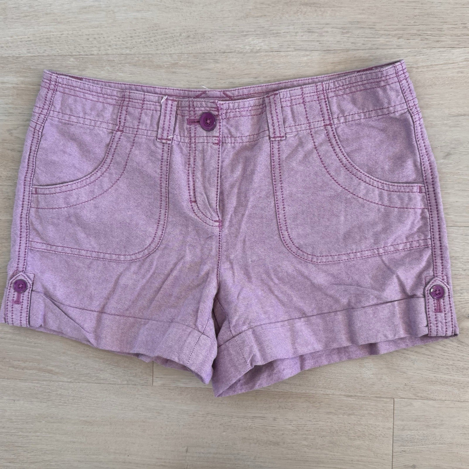 Women’s Ann Taylor LOFT Purple Cotton Shorts Sz 0 Original Casual Preppy