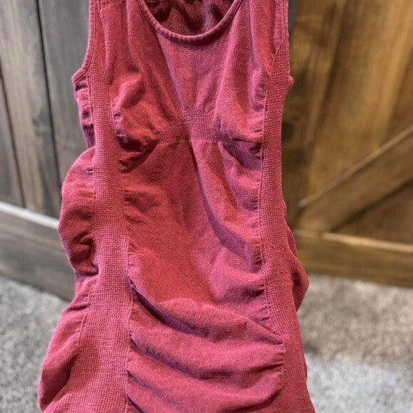 Athleta Ruched Performance Tank Top XS Burgundy Organic Cotton Stretch Activwear