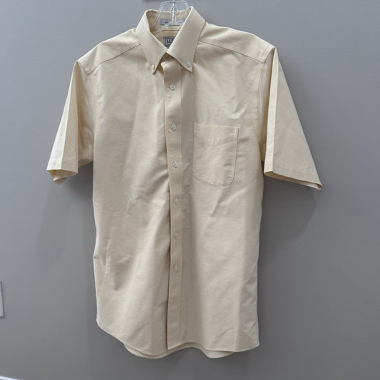 L.L. Bean Men’s Beige Short Sleeve Button Down Shirt 100% Cotton 14.5 Reg 