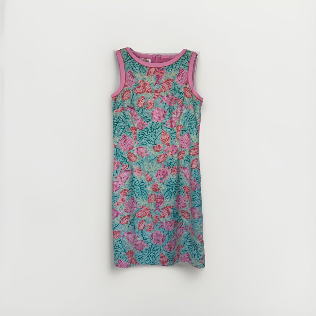 Talbots Sleeveless Shell Print Dress – Size 10 – Pink & Teal Mosaic 