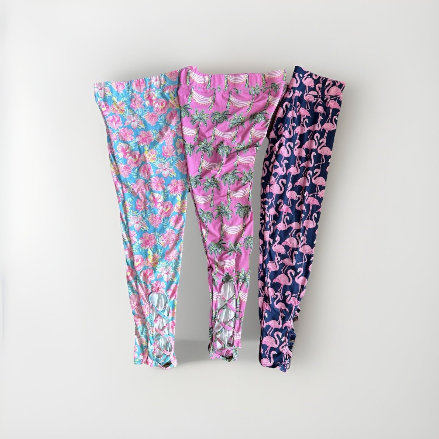 Simply Southern Leggings Lot of 4 | XS-S-M |Tropical Prints | Criss-Cross Ankles