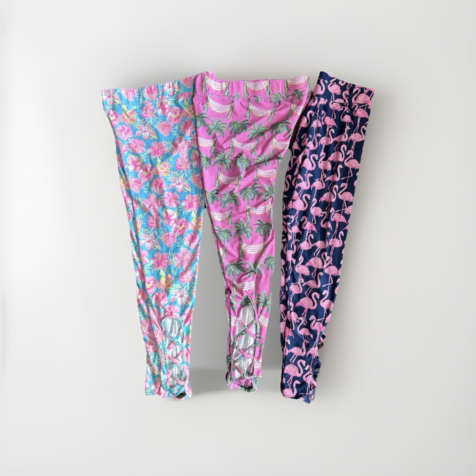 Simply Southern Leggings Lot of 4 | XS-S-M |Tropical Prints | Criss-Cross Ankles