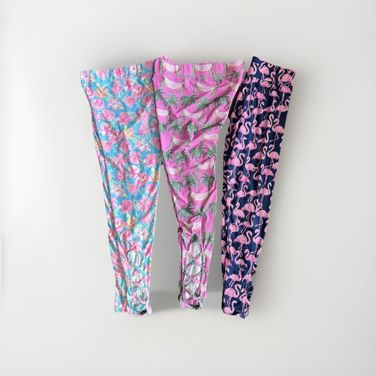 Simply Southern Leggings Lot of 4 | XS-S-M |Tropical Prints | Criss-Cross Ankles