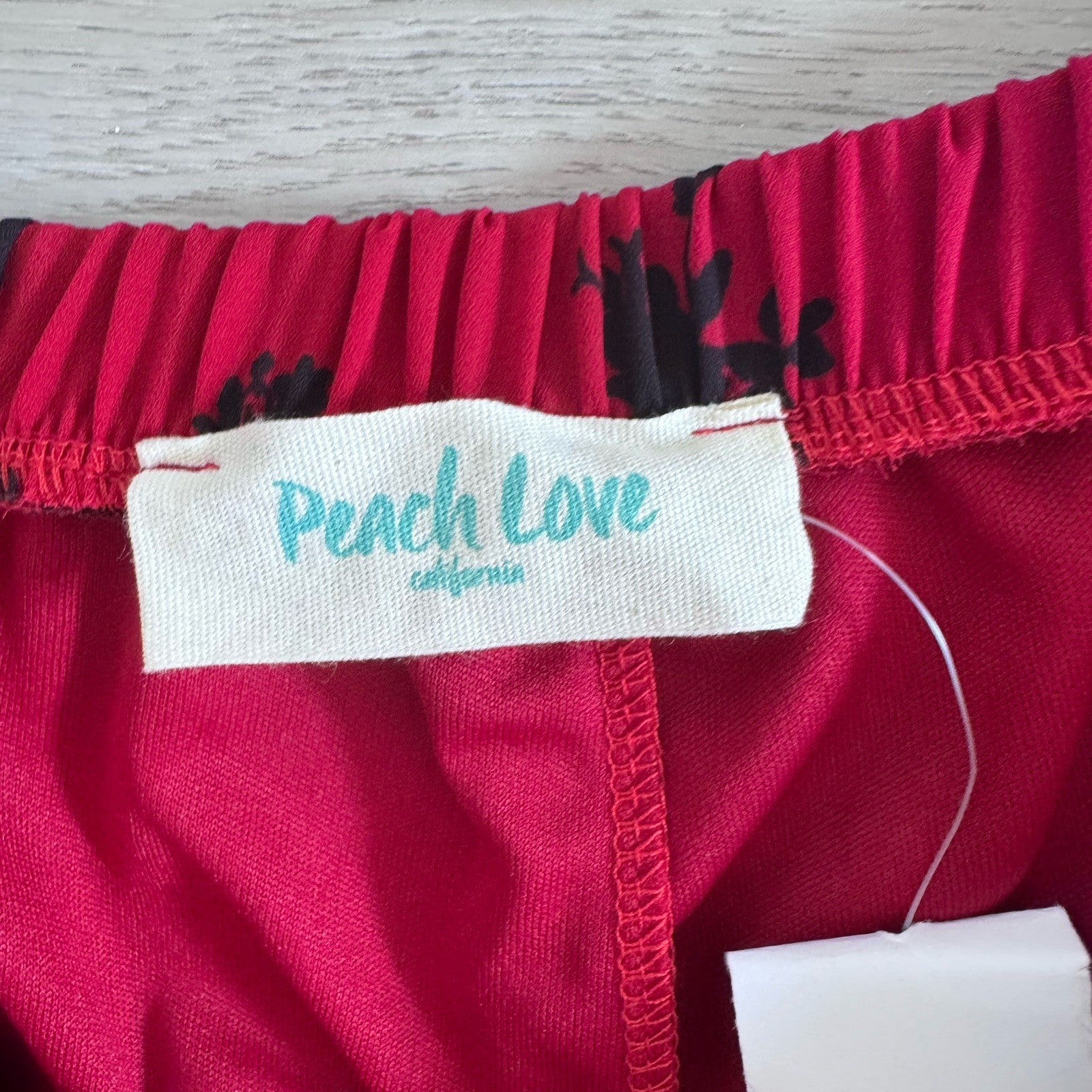 Peach Love Crimson Black Floral Shorts S Made USA NWT