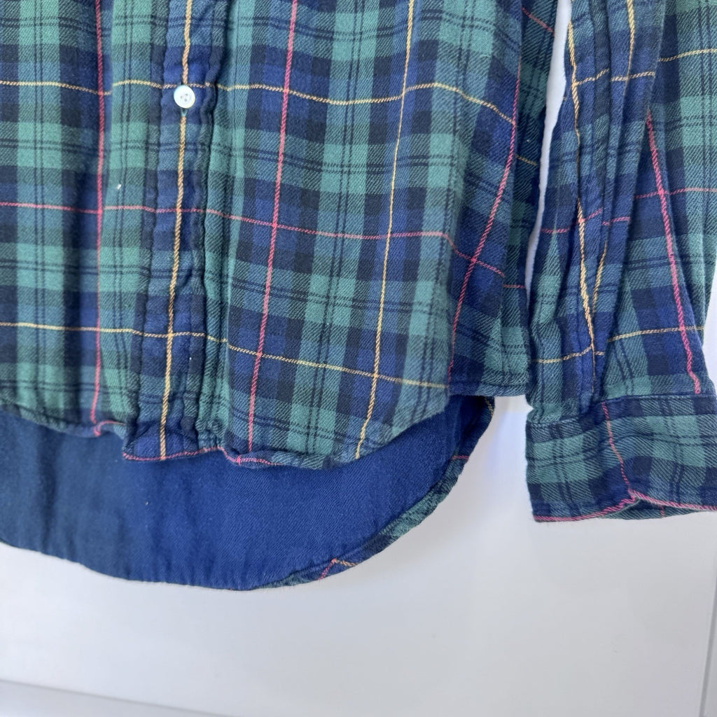 Ralph Lauren Men’s Custom Fit Plaid Flannel Shirt Size S Green Blue Cotton