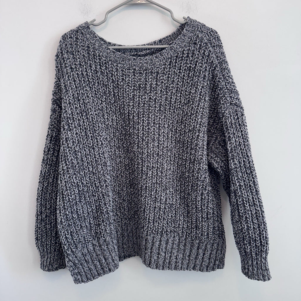 American Eagle Chunky Knit Sweater Women M Gray Marled Cozy Chenille