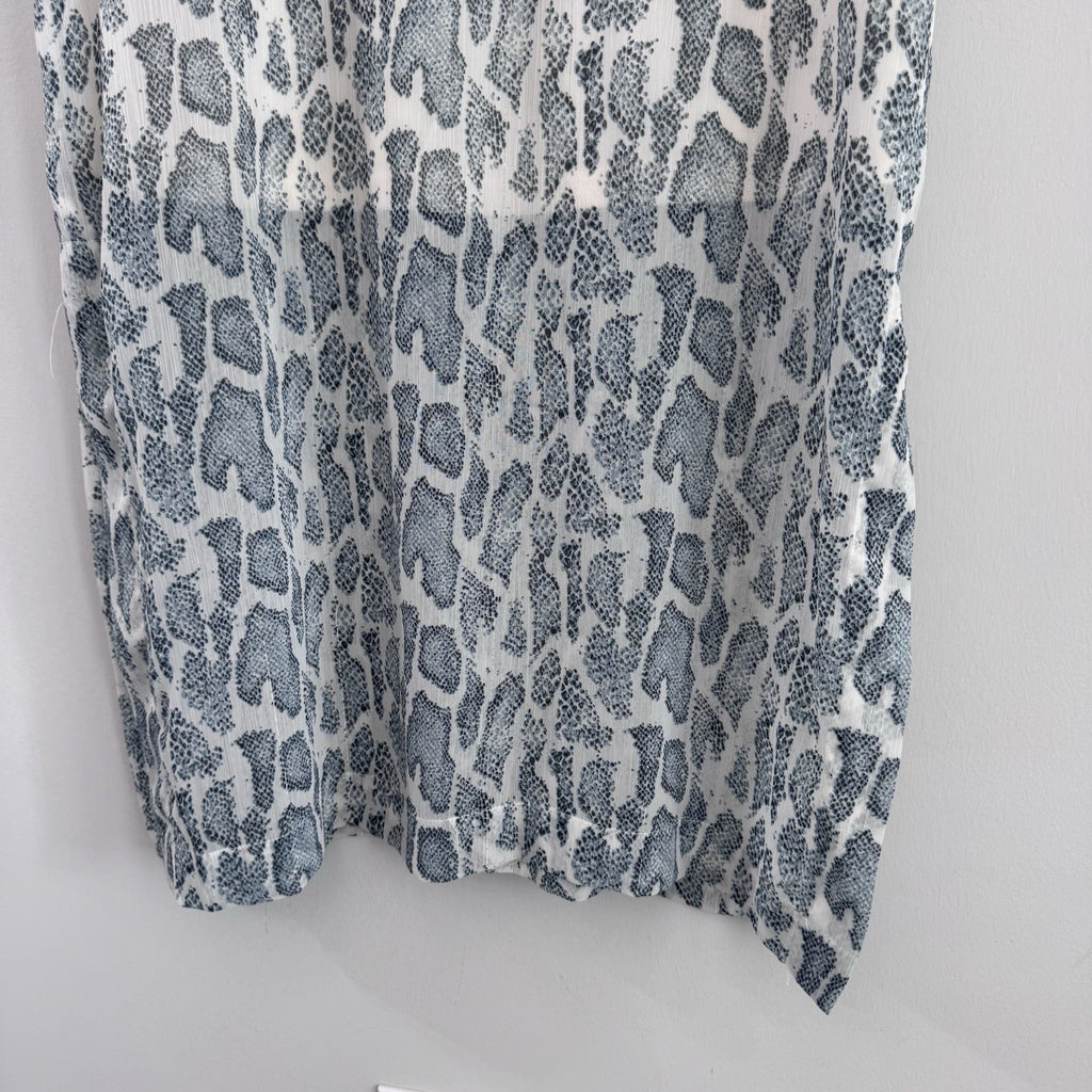 Entro Leopard Print Midi Dress Women’s Large Blue White Lined  Boho