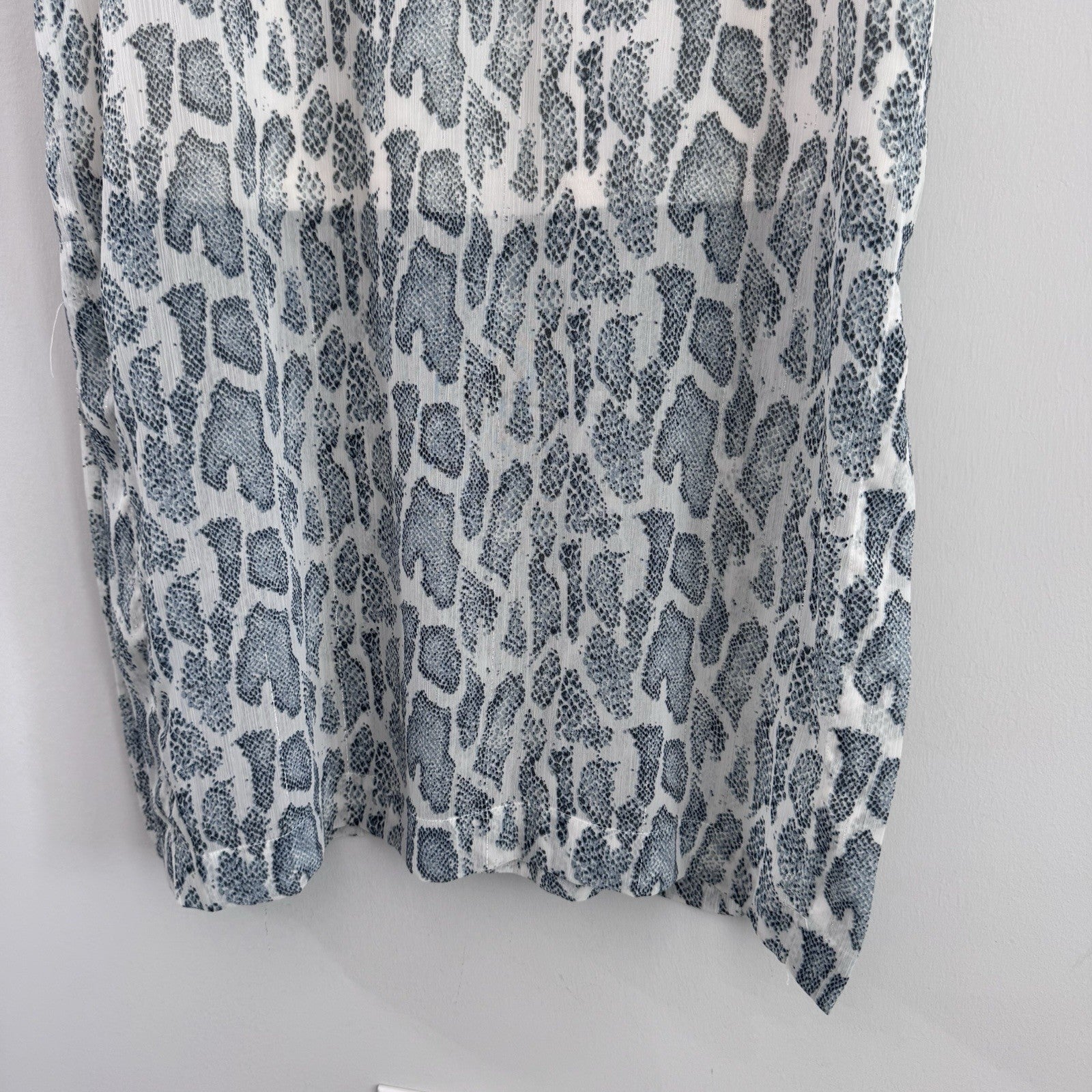 Entro Leopard Print Midi Dress Women’s Large Blue White Lined  Boho