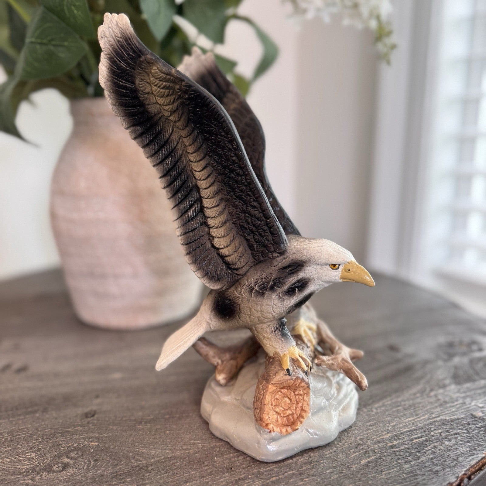 Vintage Bald Eagle Porcelain Figurine Large Wingspan American Wildlife Decor