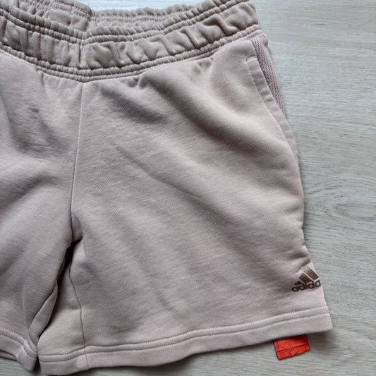 Adidas Womens Small Nude Orange Stripe Fleece Shorts Elastic Waist  Athleisure