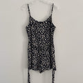 She + Sky Leopard Animal Print Romper Women's Size M Black Tan Spaghetti Strap