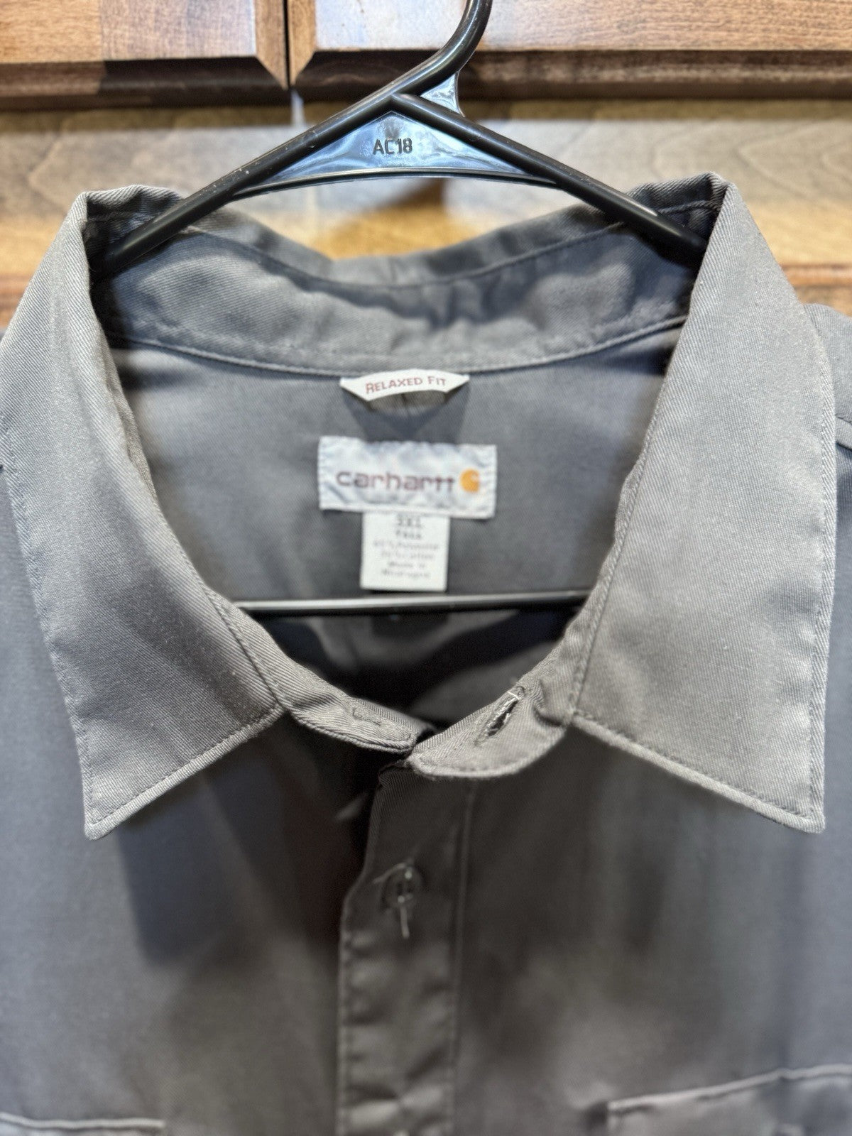 Carhartt Relaxed Fit Button-Up Work Shirt 3XL Tall Dark Gray Short Sleeve