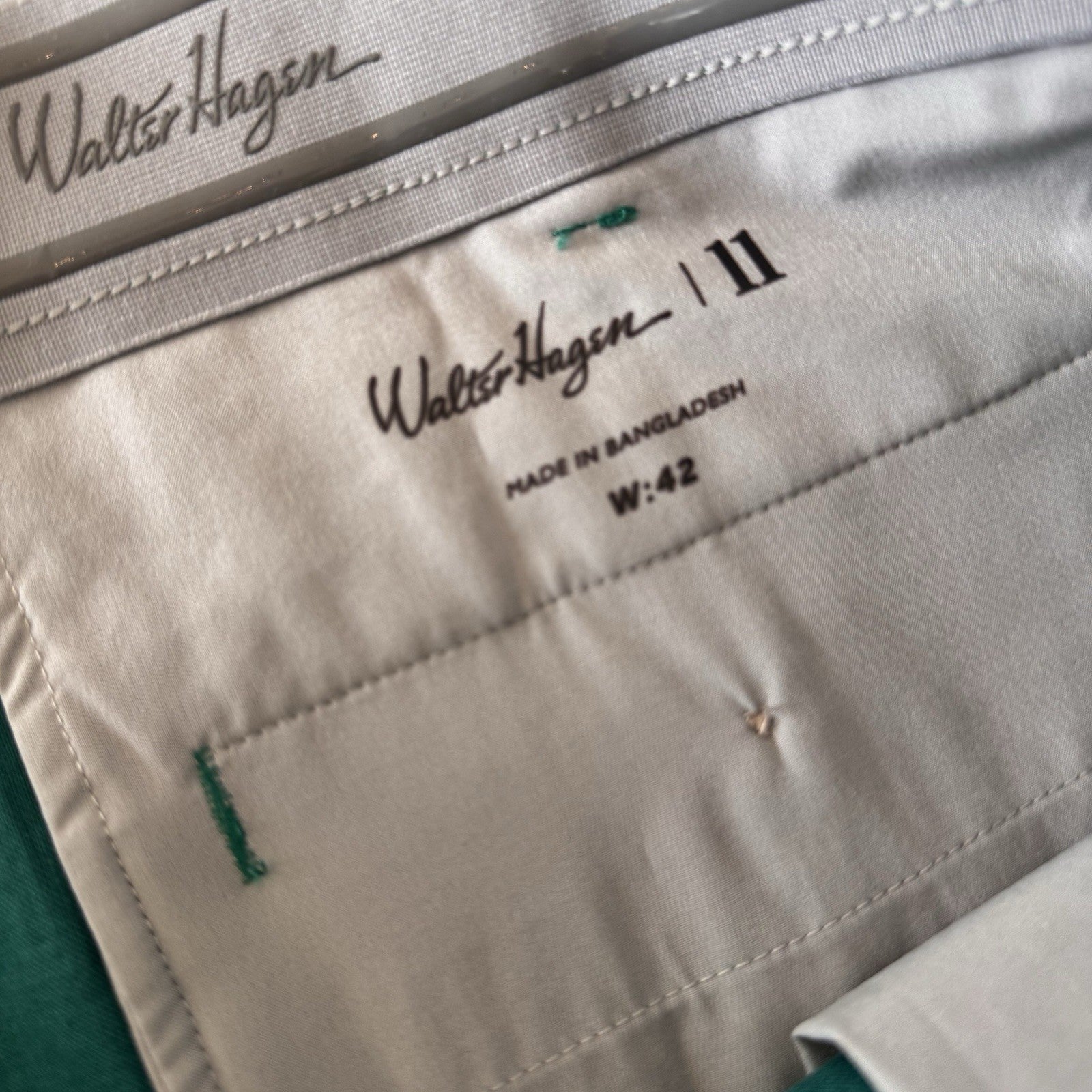Walter Hagen Men's Clubhouse Linen Shorts W42 9" Inseam Flat Front Green NWT