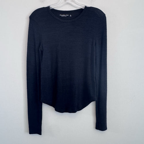 Abercrombie & Fitch Soft A&F Cozy Black Blue Long Sleeve Top Size Small