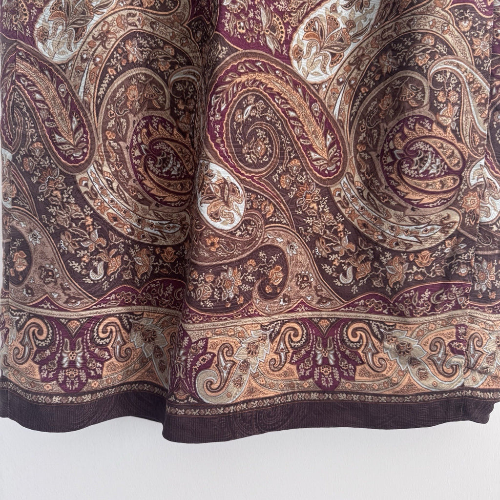 Talbots Y2K Silk Midi Skirt 8 Paisley Burgundy Lined Vintage