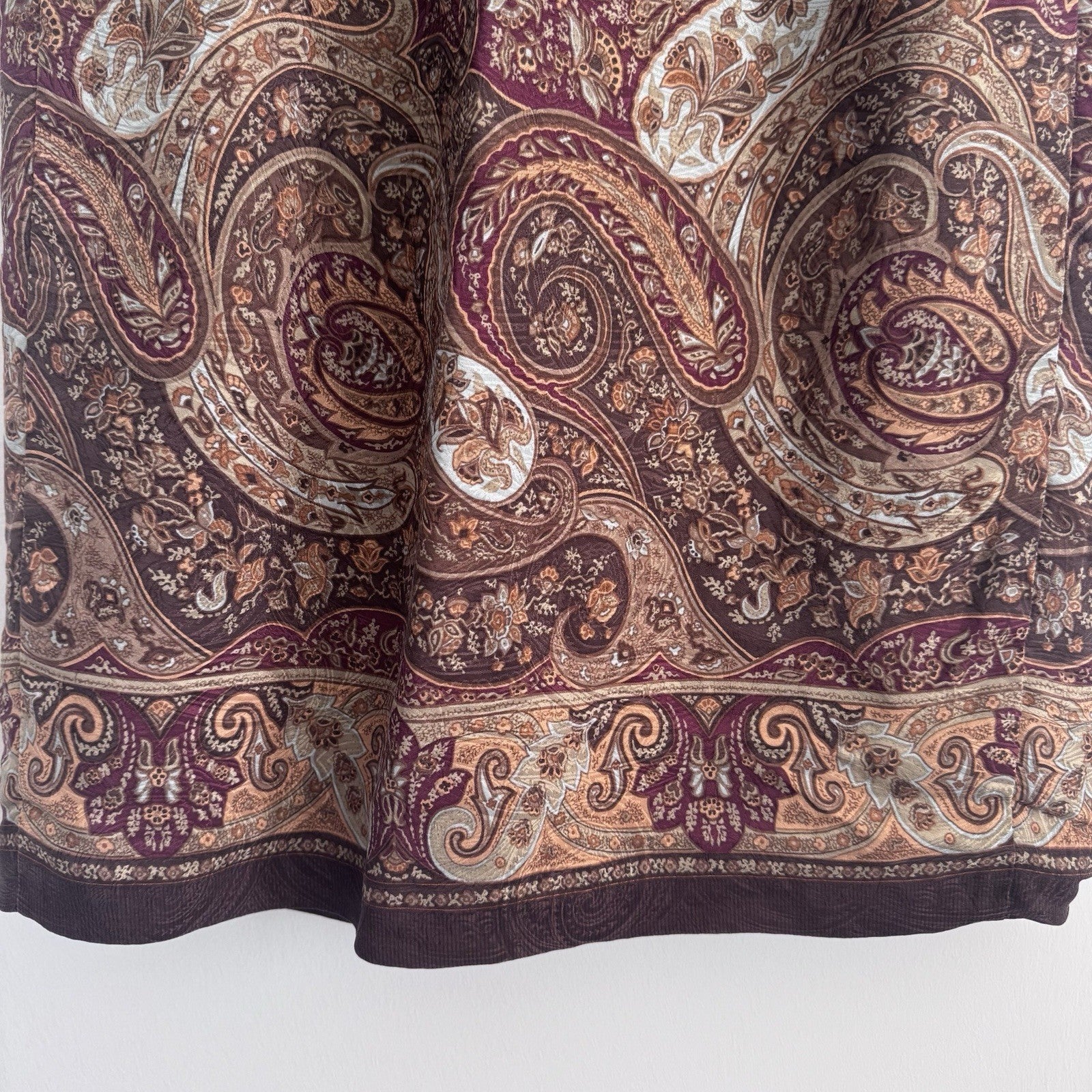 Talbots Y2K Silk Midi Skirt 8 Paisley Burgundy Lined Vintage