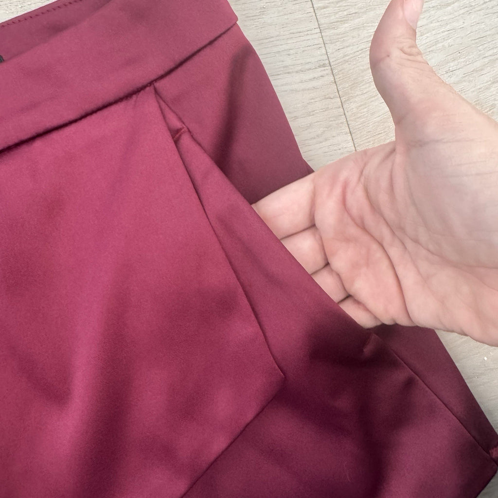 Express Burgundy Wrap Skort Size 2 High Rise Mini Career Chic Women’s