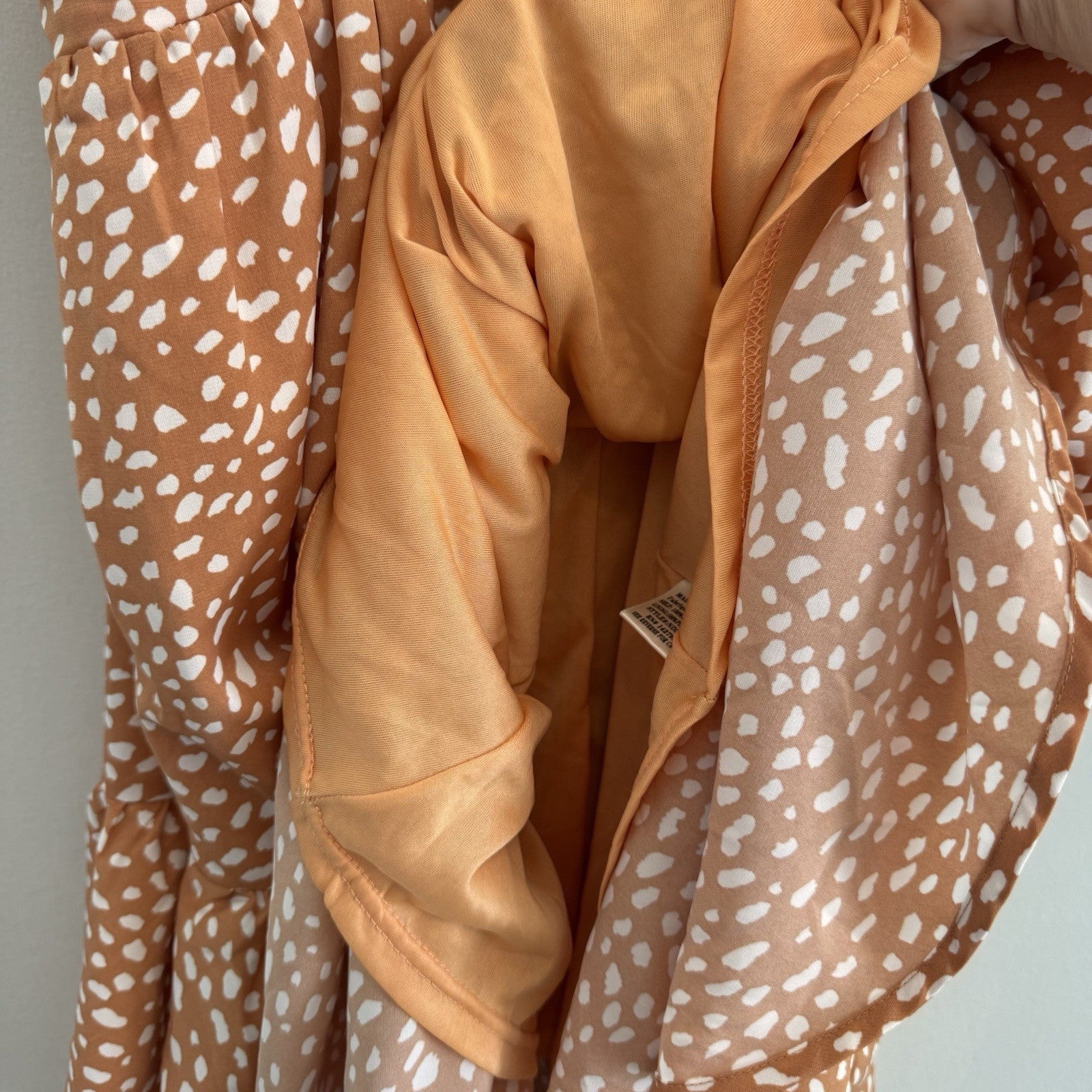 Pink Lily Boutique Babydoll Mini Dress M Orange Dalmatian Tiered NWOT