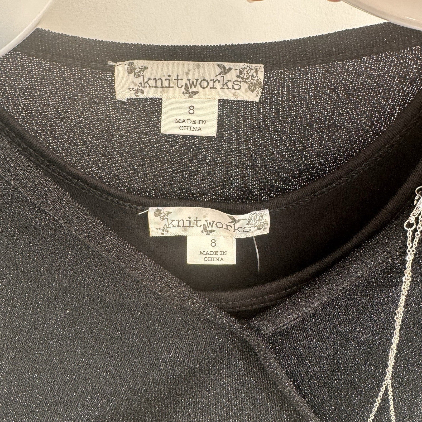 Knitworks Girls Dress Size 8 2pc Set Black Cream Bow Party Dress NWT MSRP60
