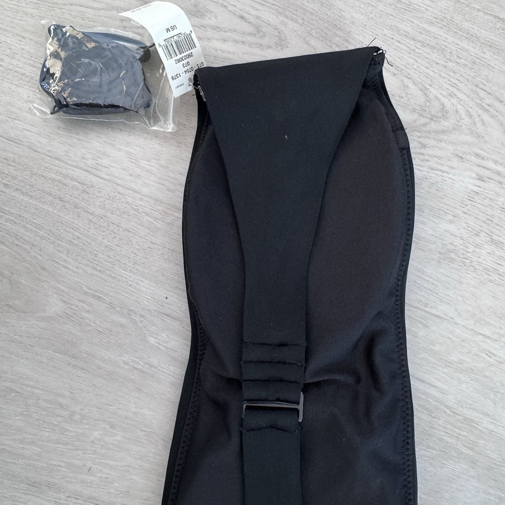 NWT Aerie Black Bandeau Bikini Top Strapless Swimsuit with Removable Straps M