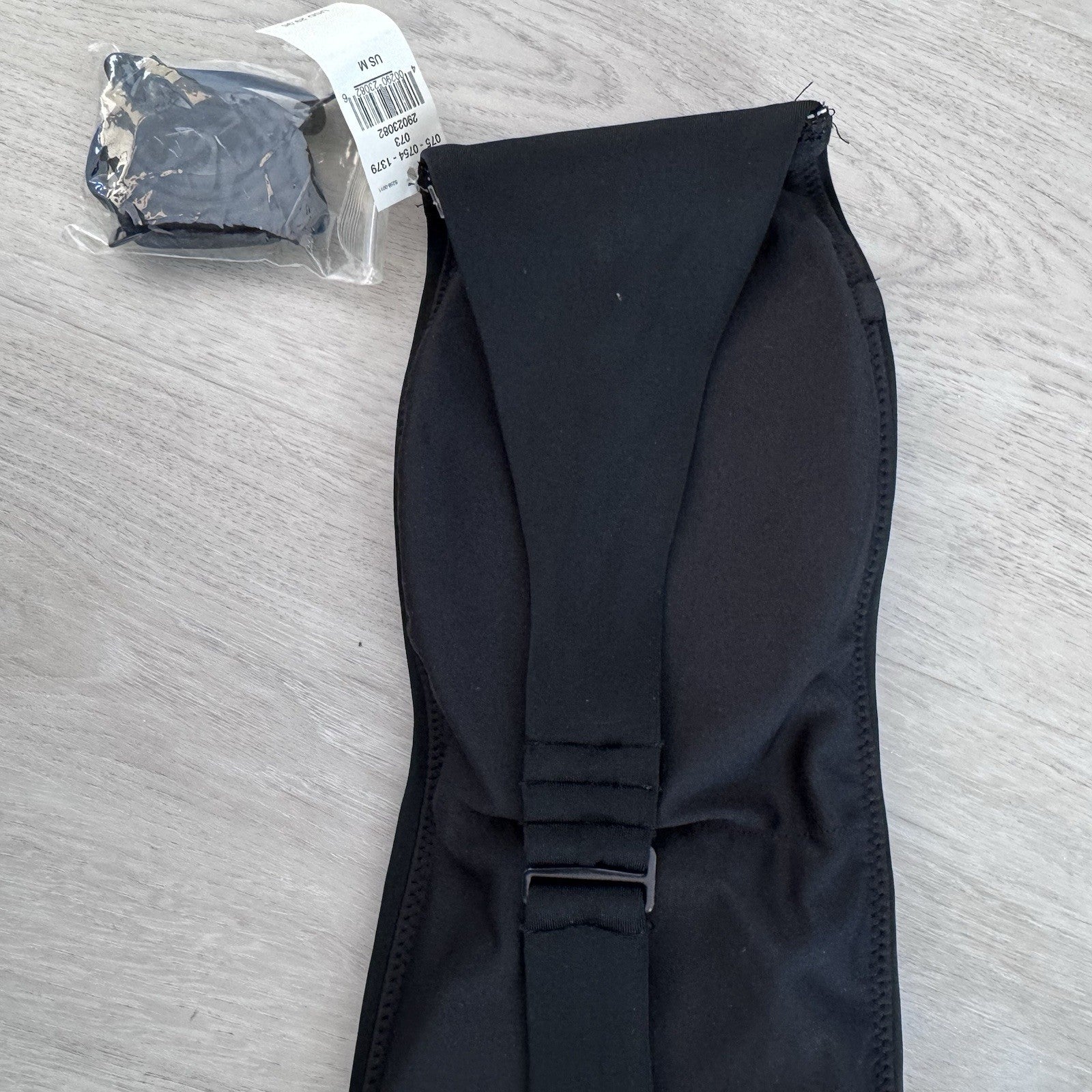 NWT Aerie Black Bandeau Bikini Top Strapless Swimsuit with Removable Straps M
