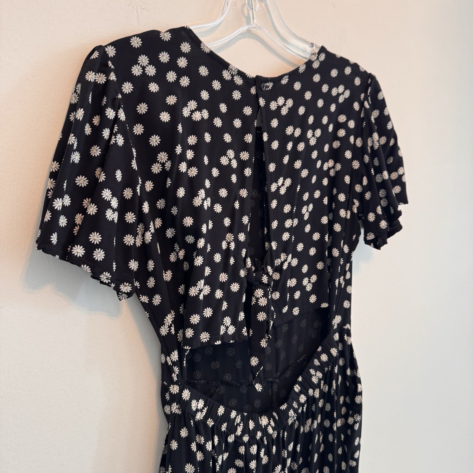 1901 Nordstrom Big Girls XL 14/16 Black White Daisy Look Back Jumpsuit Wide Leg