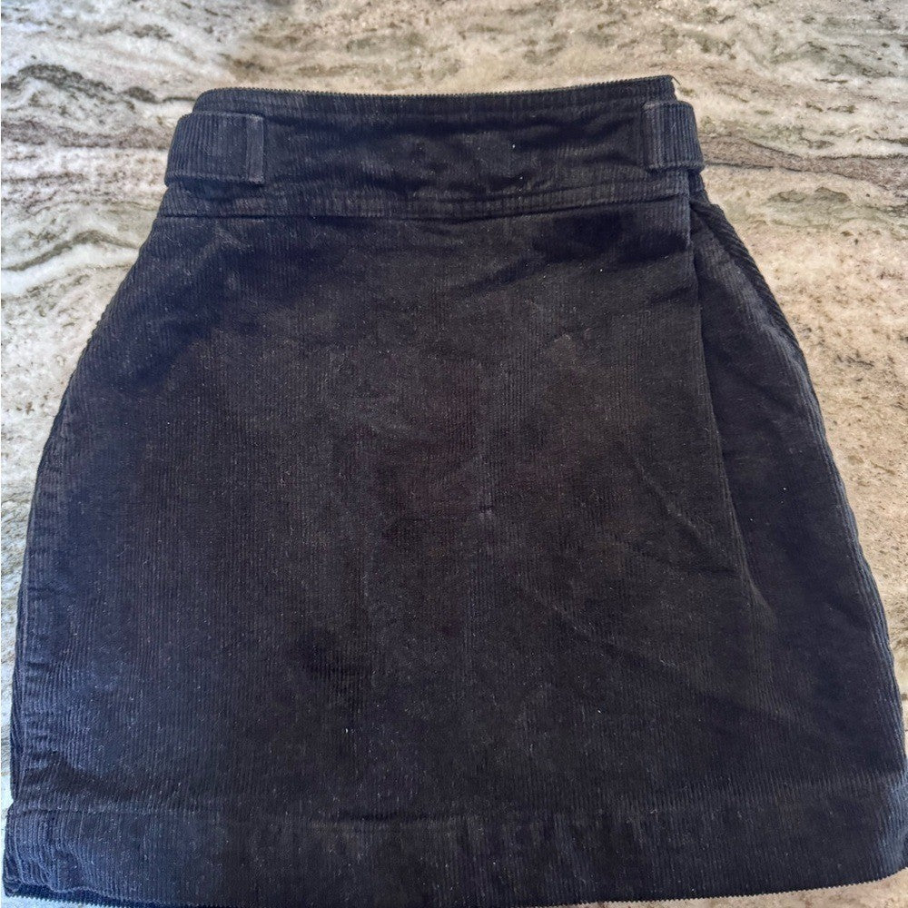 Urban Outfitters Harmony Corduroy Asymmetric Zip Black Moto Skirt Xs